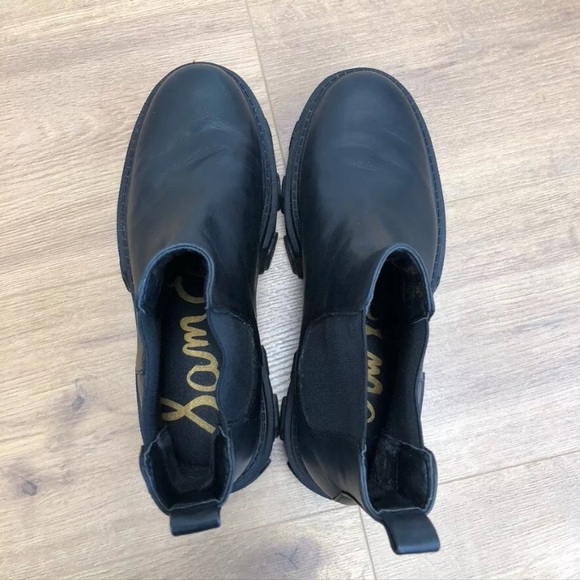 Sam Edelman Daelyn Chelsea Boots Womens 9 Black Leather Chunky Sole - Picture 7 of 17